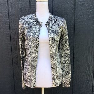 J.Crew Caryn Cardigan Black & White Rose Print S